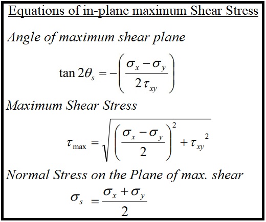 maximum shear stress equations